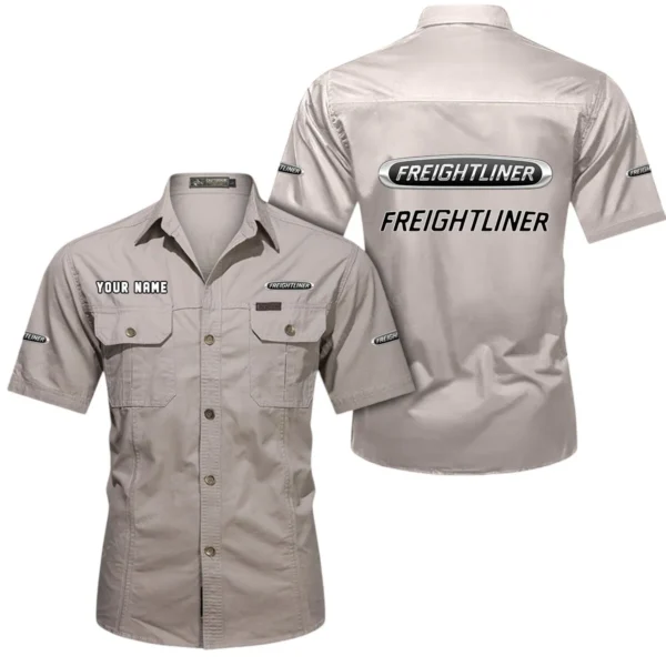 Logistics Truck Exclusive Logo Short Sleeved Shirt, Gift For Logistics Truck Lovers CAR444 - Beige