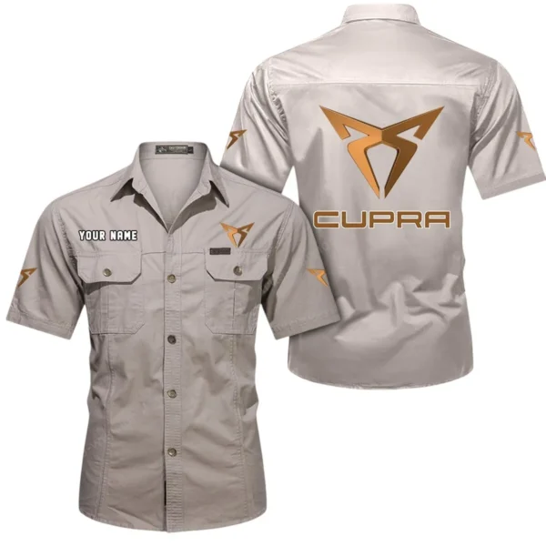 Sporty Urban Vehicle Exclusive Logo Short Sleeved Shirt, Gift For Sporty Urban Vehicle Enthusiasts CAR444 - Beige
