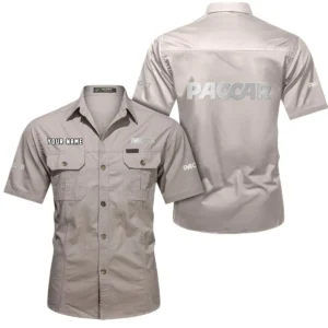 Logistics Truck Exclusive Logo Short Sleeved Shirt, Gift For Logistics Truck Lovers CAR444 - Beige