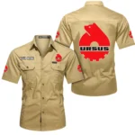 Countryside Work Tractor Exclusive Logo Short Sleeved Shirt, Gift For Countryside Work Tractor Enthusiasts CAR444 - Khaki