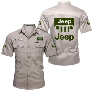 Open-Top SUV Company Exclusive Logo Short Sleeved Shirt, Gift For Open-Top SUV Company Lovers CAR444 - Beige