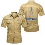 Utility Tractor Exclusive Logo Short Sleeved Shirt, Gift For Utility Tractor Lovers CAR444 - Khaki