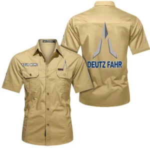 Utility Tractor Exclusive Logo Short Sleeved Shirt, Gift For Utility Tractor Lovers CAR444 - Khaki