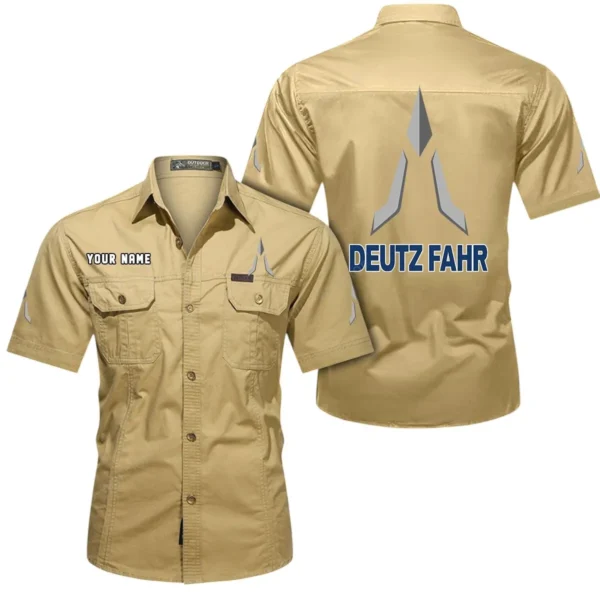 Utility Tractor Exclusive Logo Short Sleeved Shirt, Gift For Utility Tractor Lovers CAR444 - Khaki