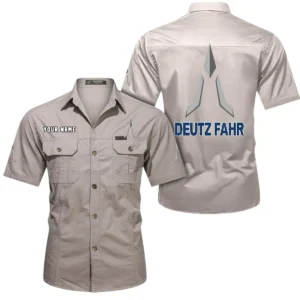 Farm Work Machine Exclusive Logo Short Sleeved Shirt, Gift For Farm Work Machine Lovers CAR444 - Beige