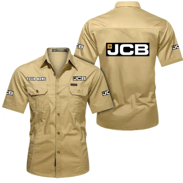 Building Site Machine Exclusive Logo Short Sleeved Shirt, Gift For Building Site Machine Enthusiasts CAR444 - Khaki