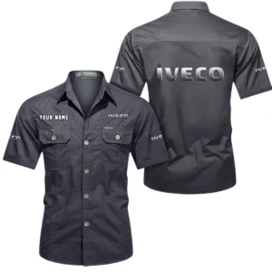TransportForce Trucks Exclusive Logo Short Sleeved Shirt, Gift For TransportForce Trucks Lovers CAR444 - Gray