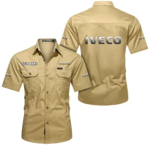 FleetPower Motors Exclusive Logo Short Sleeved Shirt, Gift For FleetPower Motors Enthusiasts CAR444 - Khaki