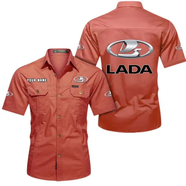 Family Car Exclusive Logo Short Sleeved Shirt, Gift For Family Car Enthusiasts CAR444 - Red
