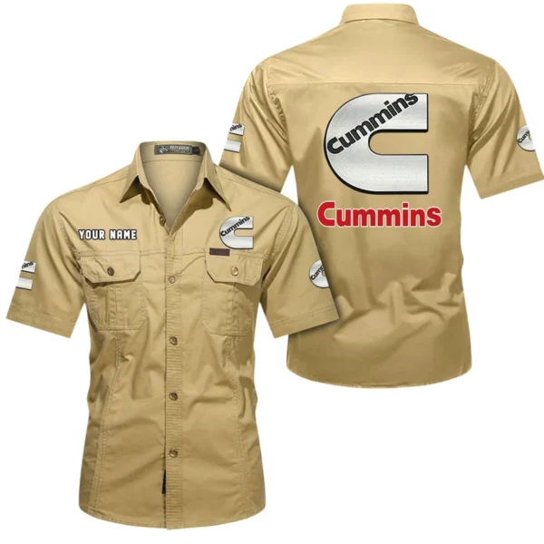 Endurance Engine Co. Exclusive Logo Short Sleeved Shirt, Gift For Endurance Engine Co. Enthusiasts CAR444 - Khaki