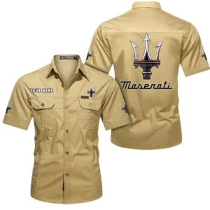 Italian Sports Car  Exclusive Logo Short Sleeved Shirt, Gift For Italian Sports Car  Lovers CAR444 - Khaki