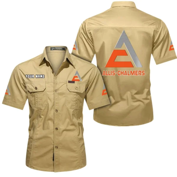 Farming Vehicle Exclusive Logo Short Sleeved Shirt, Gift For Farming Vehicle Lovers CAR444 - Khaki