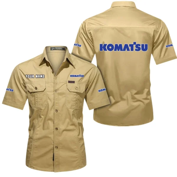 Construction Beast Exclusive Logo Short Sleeved Shirt, Gift For Construction Beast Enthusiasts CAR444 - Khaki
