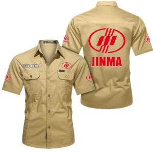 Farmyard Workhorse Exclusive Logo Short Sleeved Shirt, Gift For Farmyard Workhorse Enthusiasts CAR444 - Khaki