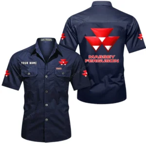 Fieldmaster Tractors Exclusive Logo Short Sleeved Shirt, Gift For Fieldmaster Tractors Enthusiasts CAR444 - Dark Blue