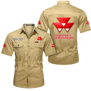 Farmstead Workhorses Exclusive Logo Short Sleeved Shirt, Gift For Farmstead Workhorses Enthusiasts CAR444 - Khaki