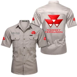 Agrititan Machinery Exclusive Logo Short Sleeved Shirt, Gift For Agrititan Machinery Enthusiasts CAR444 - Beige