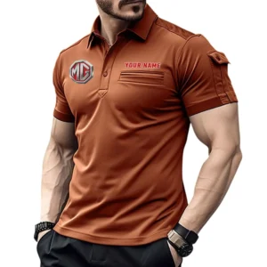 Vintage Sports Auto Exclusive Logo Pocket Polo Shirt, Gift For Vintage Sports Auto Enthusiasts CAR445 - Orange