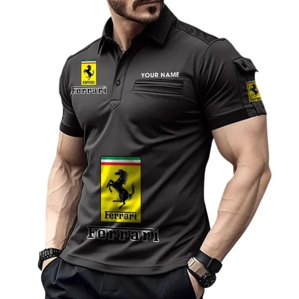 Exotic Sports Car Exclusive Logo Pocket Polo Shirt, Gift For Exotic Sports Car Enthusiasts CAR450 - Black