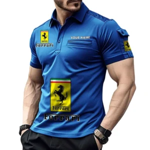 Italian Supercar Exclusive Logo Pocket Polo Shirt, Gift For Italian Supercar Enthusiasts CAR450 - Blue