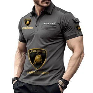 Fastback Coupe Exclusive Logo Pocket Polo Shirt, Gift For Fastback Coupe Lovers CAR450 - Gray