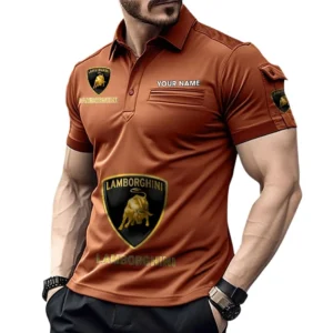 Exotic Sports Car Exclusive Logo Pocket Polo Shirt, Gift For Exotic Sports Car Enthusiasts CAR450 - Orange