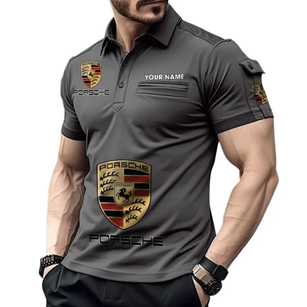 Sports Car Exclusive Logo Pocket Polo Shirt, Gift For Sports Car Enthusiasts CAR450 - Gray