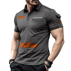 Off-Road Two-Wheeler Exclusive Logo Pocket Polo Shirt, Gift For Off-Road Two-Wheeler Lovers CAR450 - Gray