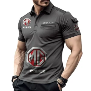 Compact Roadster Exclusive Logo Pocket Polo Shirt, Gift For Compact Roadster Enthusiasts CAR450 - Gray