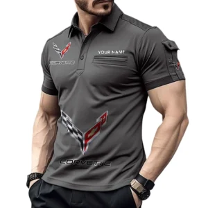 Classic Muscle Car Exclusive Logo Pocket Polo Shirt, Gift For Classic Muscle Car Lovers CAR450 - Gray