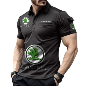 Czech Automobile  Exclusive Logo Pocket Polo Shirt, Gift For Czech Automobile  Enthusiasts CAR450 - Black