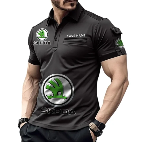 Czech Automobile  Exclusive Logo Pocket Polo Shirt, Gift For Czech Automobile  Enthusiasts CAR450 - Black