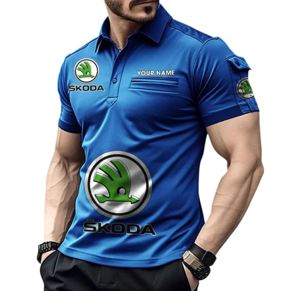 European Family Car  Exclusive Logo Pocket Polo Shirt, Gift For European Family Car  Enthusiasts CAR450 - Blue