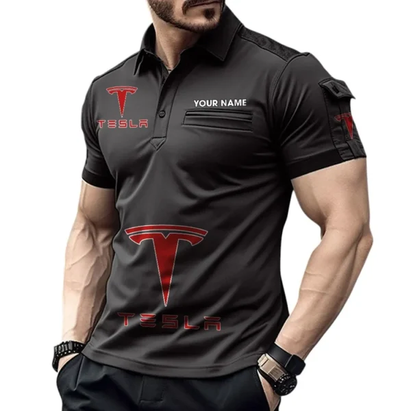 Electric Car Exclusive Logo Pocket Polo Shirt, Gift For Electric Car Enthusiasts CAR450 - Black