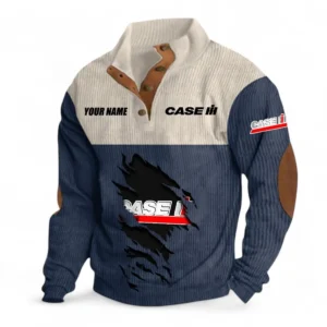 Plowing Tractor Men's Stand Up Collar Base Shirt CAR479 - Navy Blue