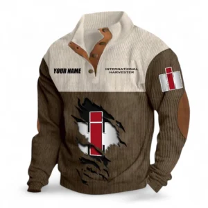 Four-Wheel Tractor Men's Stand Up Collar Base Shirt CAR479 - Brown