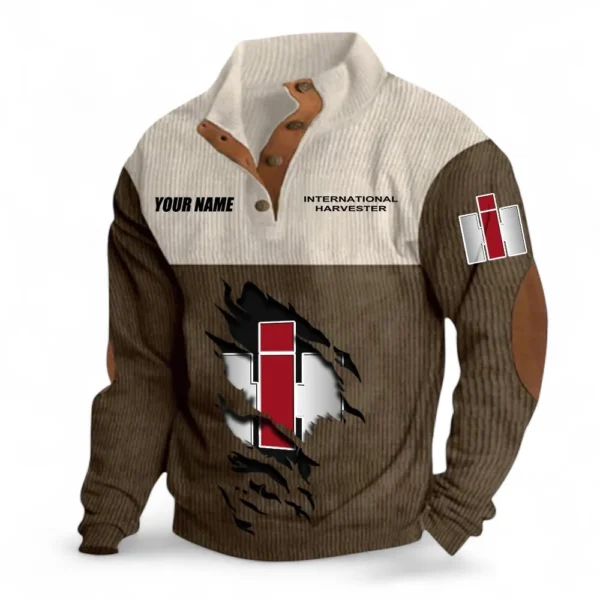Four-Wheel Tractor Men's Stand Up Collar Base Shirt CAR479 - Brown