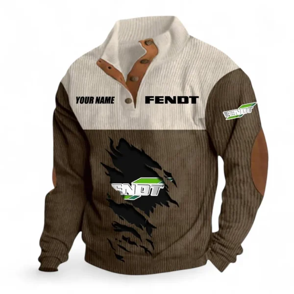 Efficient Crop Tractor Men's Stand Up Collar Base Shirt CAR479 - Brown
