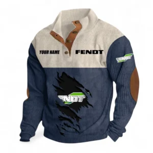 Precision Farming Tractor Men's Stand Up Collar Base Shirt CAR479 - Navy Blue