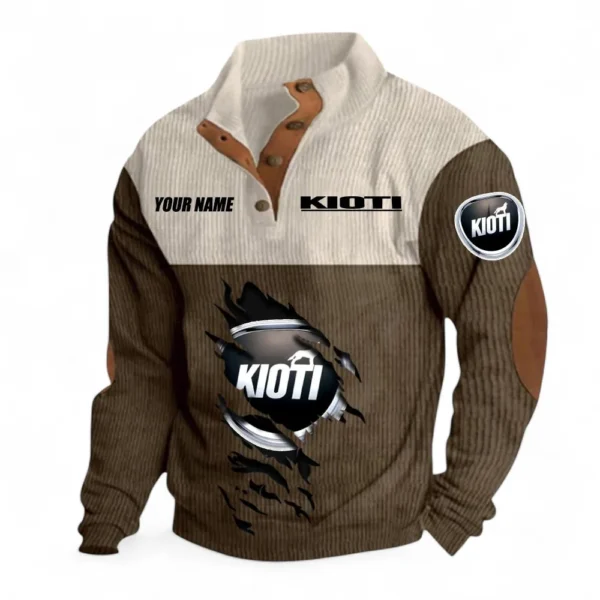Efficient Land Tractor Men's Stand Up Collar Base Shirt CAR479 - Brown