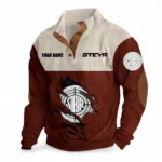 Field Work Tractor Men's Stand Up Collar Base Shirt CAR479 - Dark Red