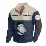 Heavy-Duty Farm Tractor Men's Stand Up Collar Base Shirt CAR479 - Navy Blue