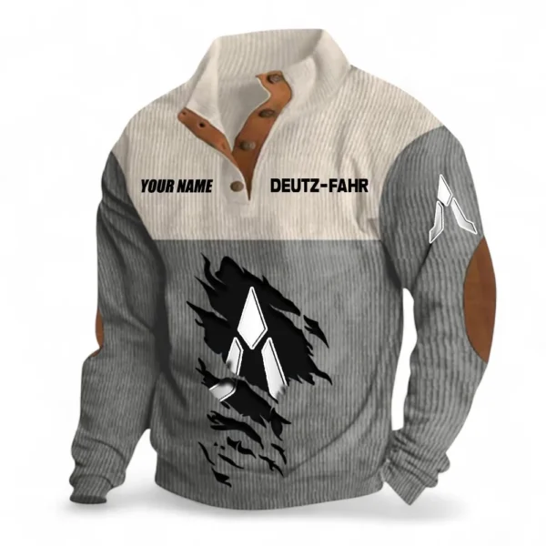 Farm Work Machine Men's Stand Up Collar Base Shirt CAR479 - Gray