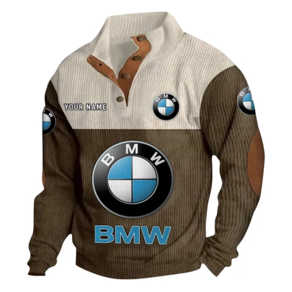 Compact Luxury Car Men's Stand Up Collar Base Shirt CAR480 - Brown