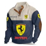 Italian Supercar Men's Stand Up Collar Base Shirt CAR480 - Navy Blue