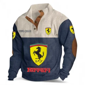 Italian Supercar Men's Stand Up Collar Base Shirt CAR480 - Navy Blue