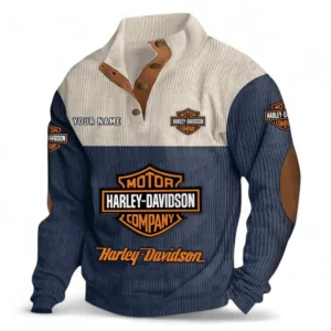 American Motorcycle Men's Stand Up Collar Base Shirt CAR480 - Navy Blue