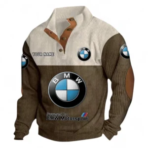 Long-Distance Touring Motorcycle Men's Stand Up Collar Base Shirt CAR480 - Brown