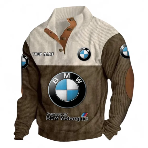 Long-Distance Touring Motorcycle Men's Stand Up Collar Base Shirt CAR480 - Brown