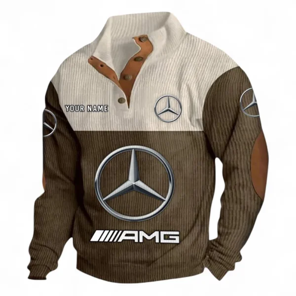 Track-Ready Auto Men's Stand Up Collar Base Shirt CAR480 - Brown